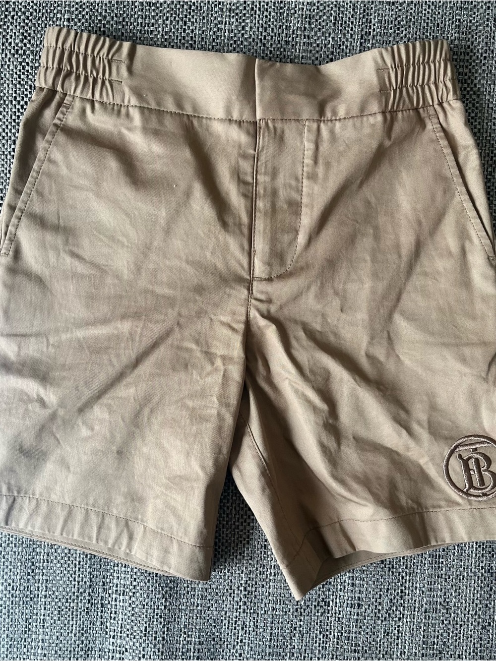 Burberry boys Khaki Shorts with Embroidered Logo